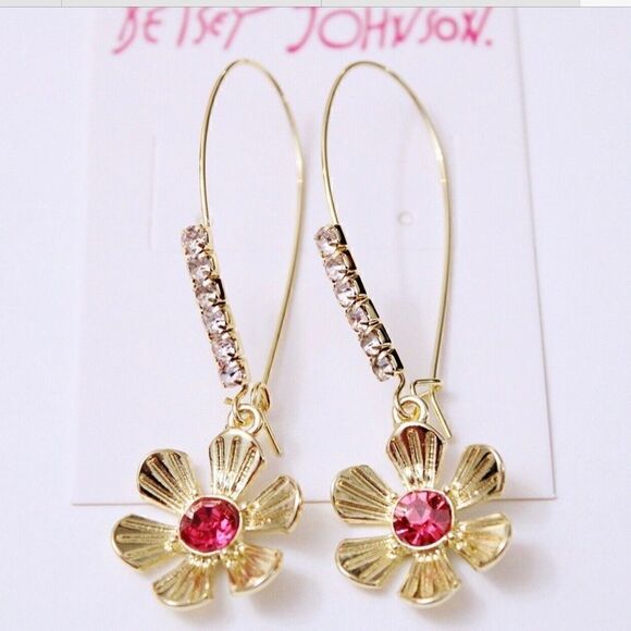 🌺 Betsey Johnson drop dangle flower earrings 🌺 - Picture 1 of 4